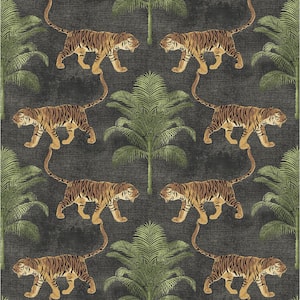 Tiger and Tree Coal Vinyl Peel and Stick Wallpaper Roll (Covers 30.75 sq. ft.)