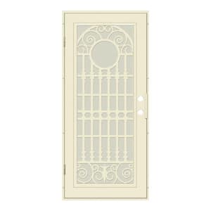 Spaniard 30 in. x 80 in. Right Hand/Outswing Beige Aluminum Security Door with Beige Perforated Metal Screen