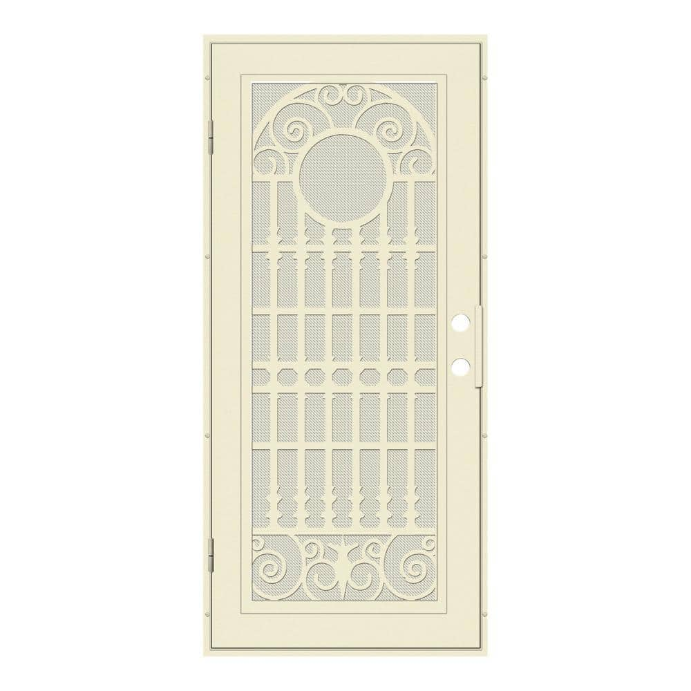 Spaniard 32 in. x 80 in. Right Hand/Outswing Beige Aluminum Security Door with Beige Perforated Metal Screen -  Unique Home Designs, 3S2029DL2BGP6A