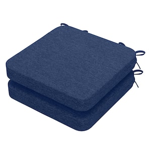 16 in. x 16 in. Indoor Round Square Corner Removable Non-slip Chair Cushion in Blue (2-Pack)