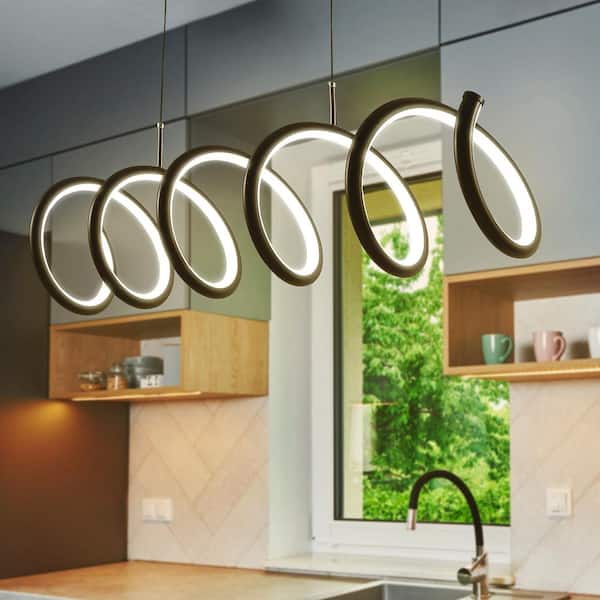 Ali 31 in. Dimmable Adjustable Integrated LED Black Metal Linear Pendant