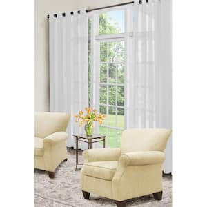 Curtainfresh White Solid Polyester 59 in. W x 95 in. L Sheer Single Grommet Top Curtain Panel