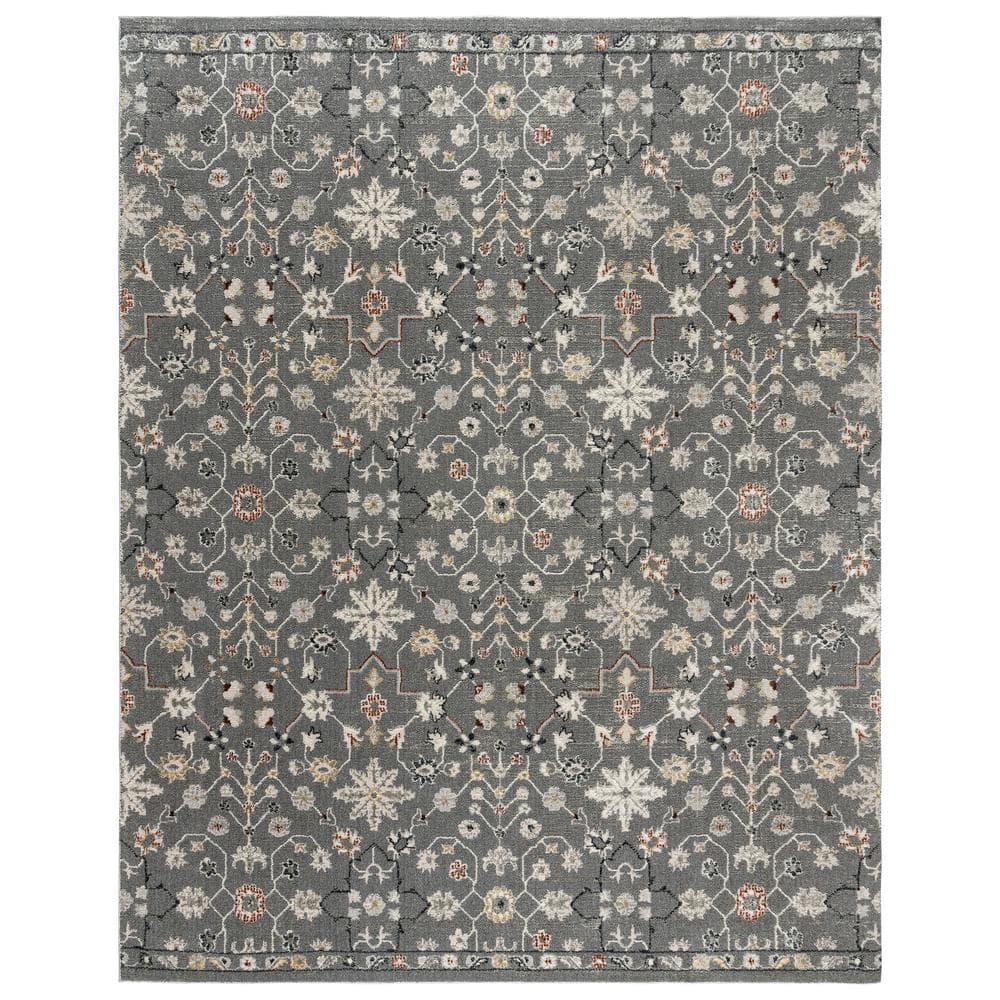 Dark Gray 8' x 10' Moroccan Floral Shag Area Rug