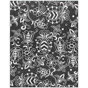 Beach House Black/Light Gray 5 ft. x 8 ft. Abstract Medallion Indoor/Outdoor Area Rug