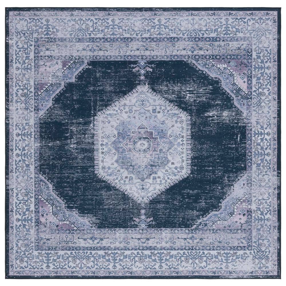 SAFAVIEH Tucson Black/Beige 6 ft. x 6 ft. Machine Washable Distressed