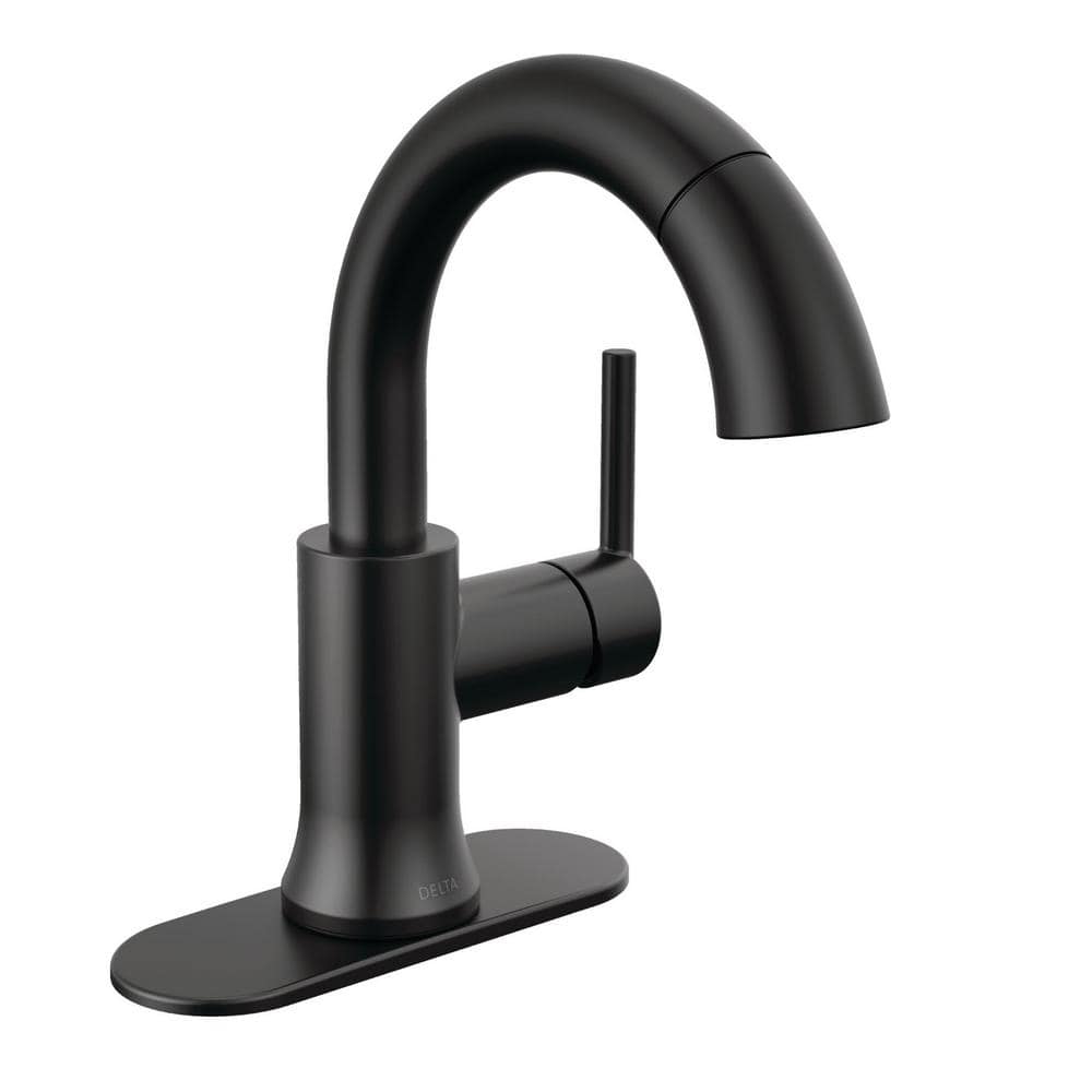 Matte Black Single Handle Pull Down Bathroom Faucet
