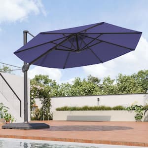 11 ft aluminum cantilever tilt patio umbrella in seaglass SANLUCE 11 ft. Cantilever Patio Umbrella with Solution-Dyed Fabric, Aluminum  Frame and 360° Rotation in Lake Blue CZ-UM-TJ17TQ