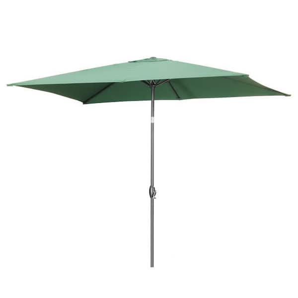 ANGELES HOME 9.4/5 ft. Iron Tilt Market Patio Umbrella in Green