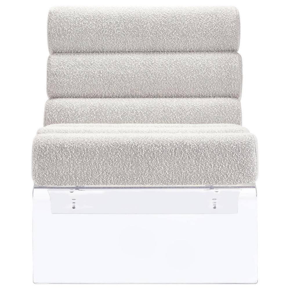 Ivory Bouclé Upholstered Armless Accent Chair with Clear Acrylic Frame
