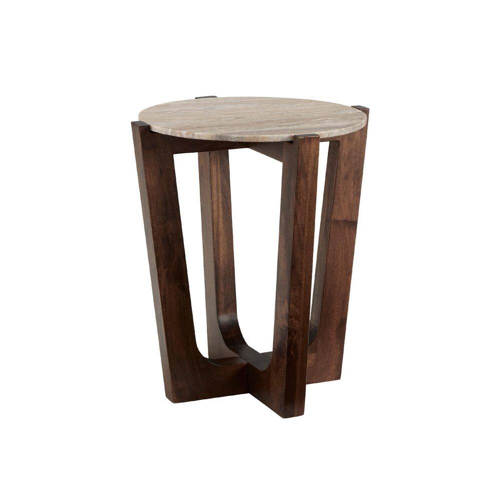 Tanidore 22 in. Brown Round Marble End Table