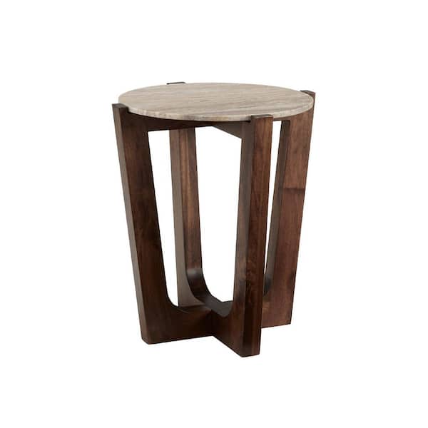 Tanidore 22 in. Brown Round Marble End Table