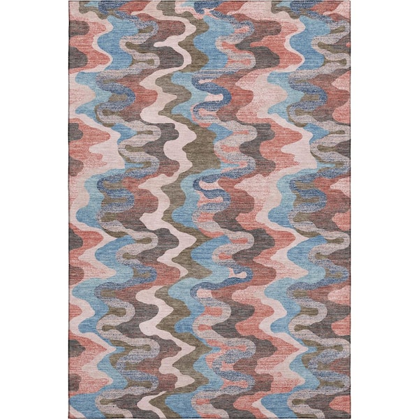 Mayfield Premium Machine Washable Abstract AMF2481 Pink 8 ft. x 10 ft. Area Rug