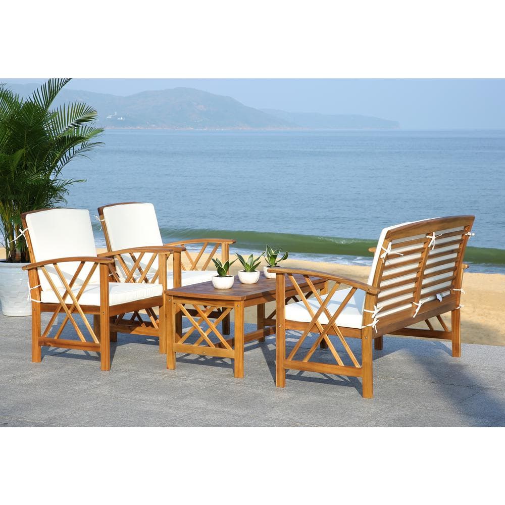 Fontana Brown Acacia 4-Piece Outdoor Conversation Set
