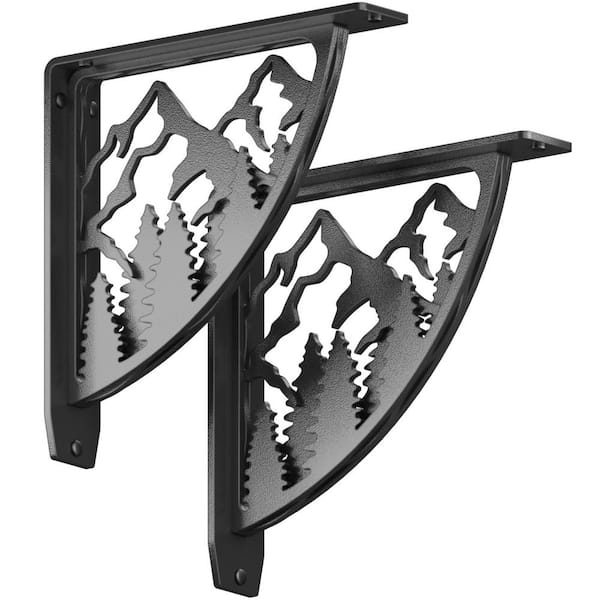 10 in. L Black Iron Heavy Duty Shelf Bracket (2-Pack)