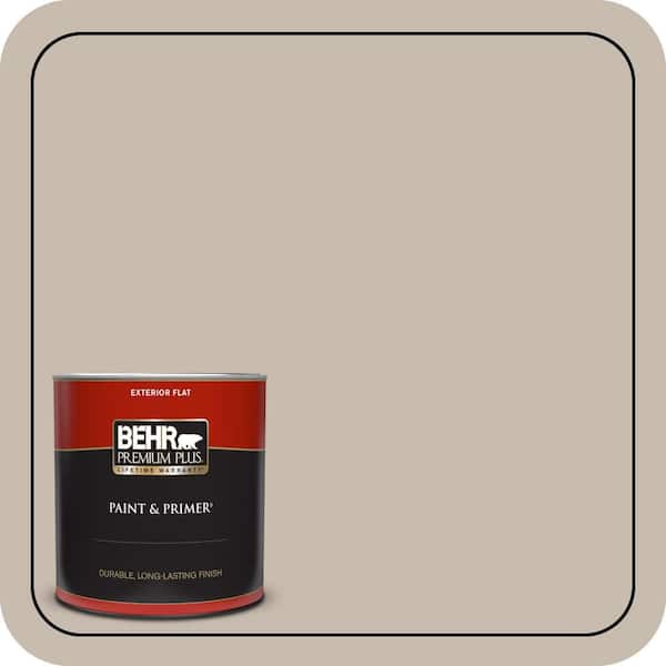 BEHR PREMIUM PLUS 1 qt. #ECC-44-1 Barley Field Flat Exterior Paint & Primer