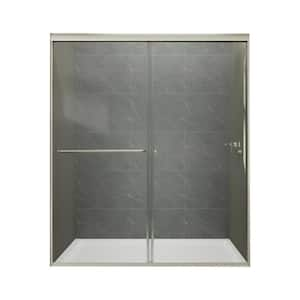 60 in. W x 70 in. H Sliding Framed Shower Door in Brushed Nickel Finish with Tempered Glass