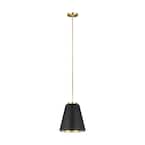 ED Ellen DeGeneres Crafted by Generation Lighting Carter 1-Light Matte Black and Burnished Brass Inner Shade Pendant