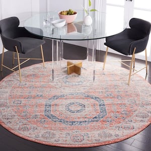 Madison Rust/Ivory 7 ft. x 7 ft. Border Floral Medallion Persian Round Area Rug