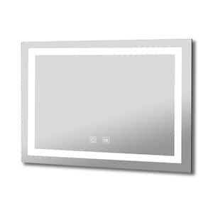 36 in. W x 28 in. H Rectangular Frameless LED Lighted Wall Mounted Bathroom Vanity Mirror in Natural