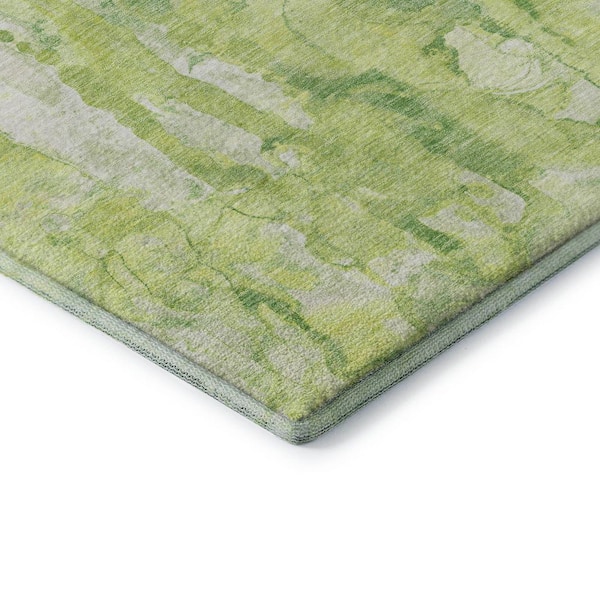 Mayfield Premium Machine Washable Abstract AMF2120 Lime 3 ft. x 5 ft. Area Rug