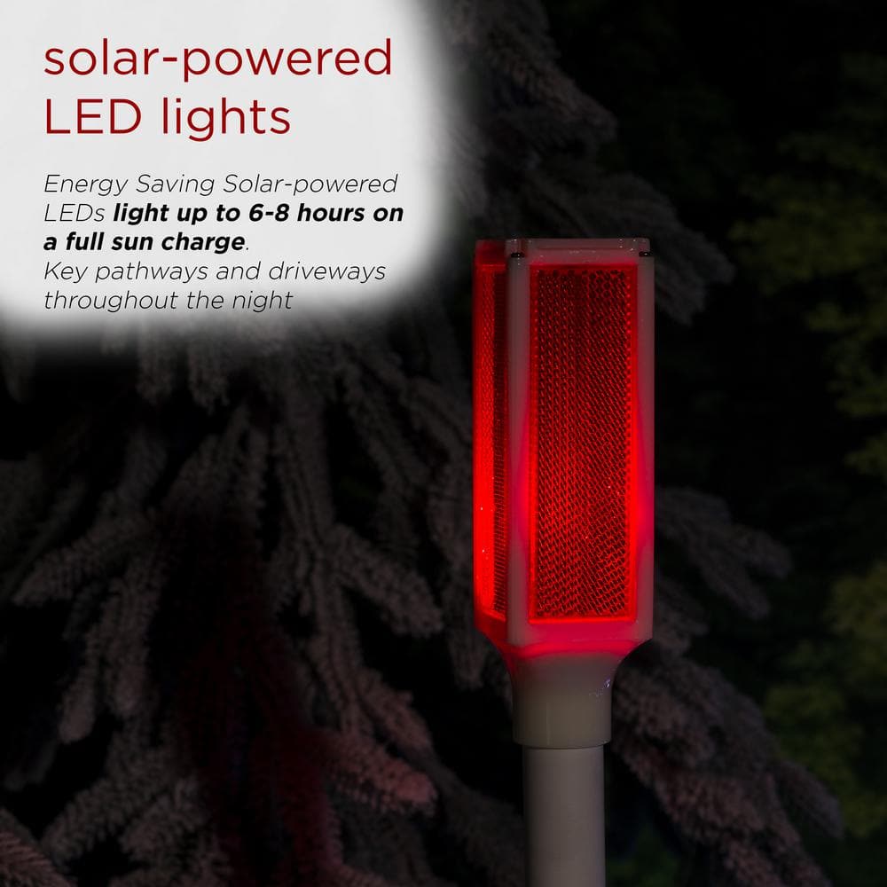 White and Red Solar LED Pathway Light Set of 2