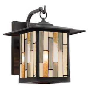 Maelen 1-Light Oil Rubbed Bronze Outdoor Stained Glass Wall Lantern Sconce