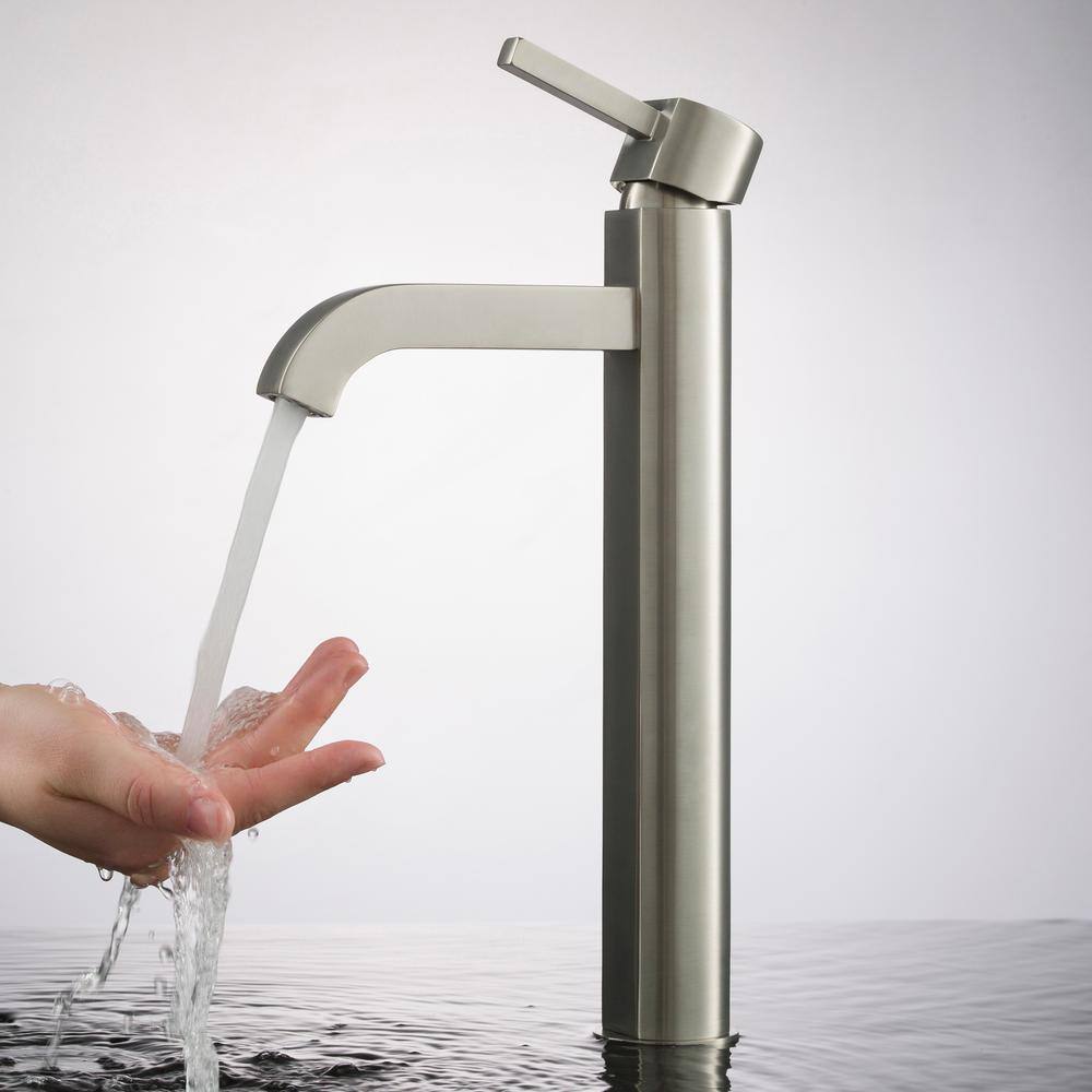 White Ceramic Rectangular Vessel Sink with Satin Nickel Faucet