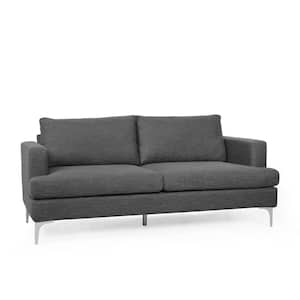 Cadyn 3-Seat 75 in. Wide Square Arm Fabric Straight Gray and Silver Fabric Sofa