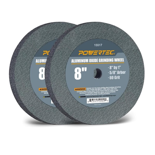 8 in. x 1 in. x 5/8 in. Arbor, 60 Grit Aluminum Oxide Grinding Wheel for Bench Grinder (2-Pack)
