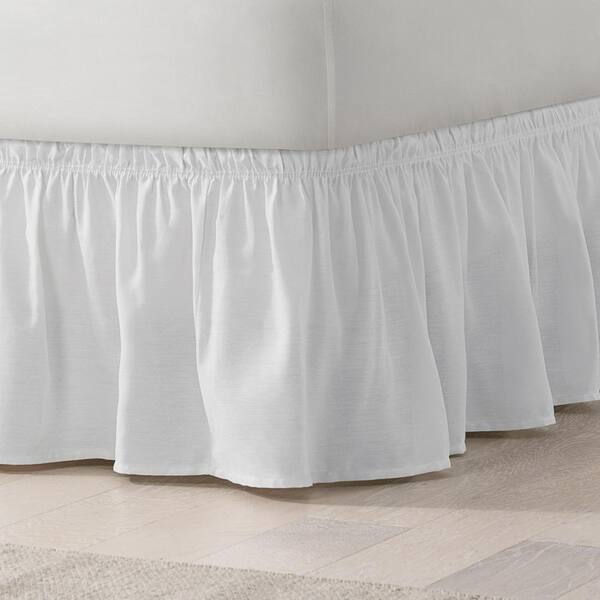 Easyfit Ruffled Wrap Around White King Bed Skirt 11577queen Kingwh The Home Depot Easyfit Ruffled Wrap Around White King, King Bed Ruffle