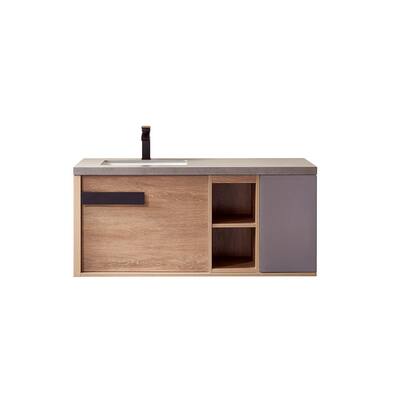 Carcastillo 47 in. W x 22 in. D x 21 in. H Bath Vanity in North American Oak with Grey Natural Stone Top
