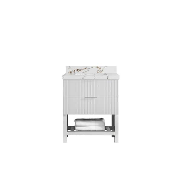Willow Collections Catalina 30 in. W x 22 in. D x 36 in. H Single Sink Bath Vanity in White with 2 in. Viola Brown qt. Top