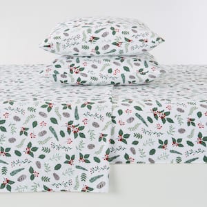 Little Holly Full 100% Turkish Cotton Winter 4-Piece Flannel Sheet Set