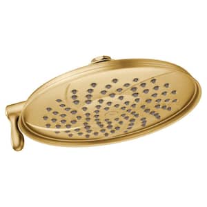 Isabel 2-Spray Patterns 9 in. H Wall Mount Fixed Shower Head in Brushed Gold