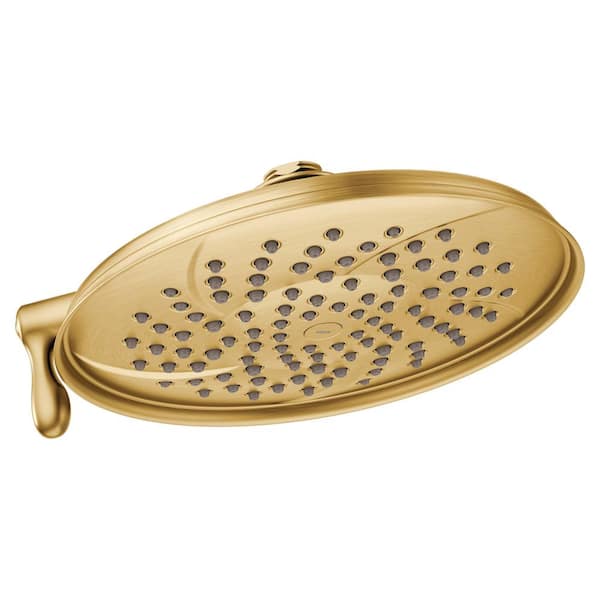 Isabel 2-Spray Patterns with 2.5 GPM 8.5 in. Wall Mount Fixed Shower Head in Brushed Gold