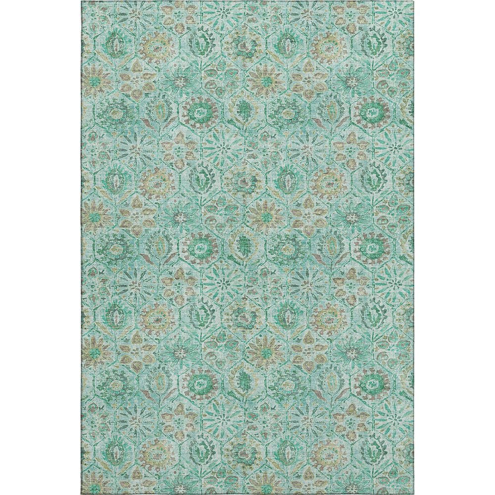Mayfield Premium Machine Washable Abstract AMF1938 Aqua 5 ft. x 7 ft. 6 in. Area Rug price history on PriceWatchPro