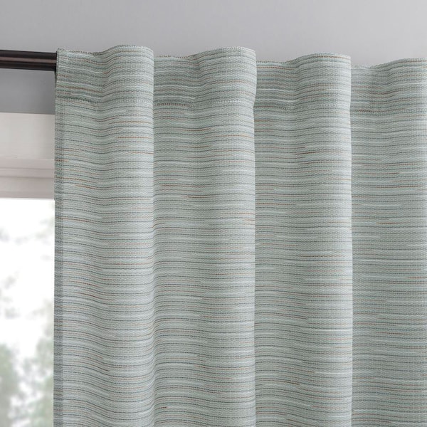 Laurel Space Dyed Textured Sage Green Faux Linen 40 in. W x 63 in. L Back Tab Light Filtering Curtain (Single Panel)