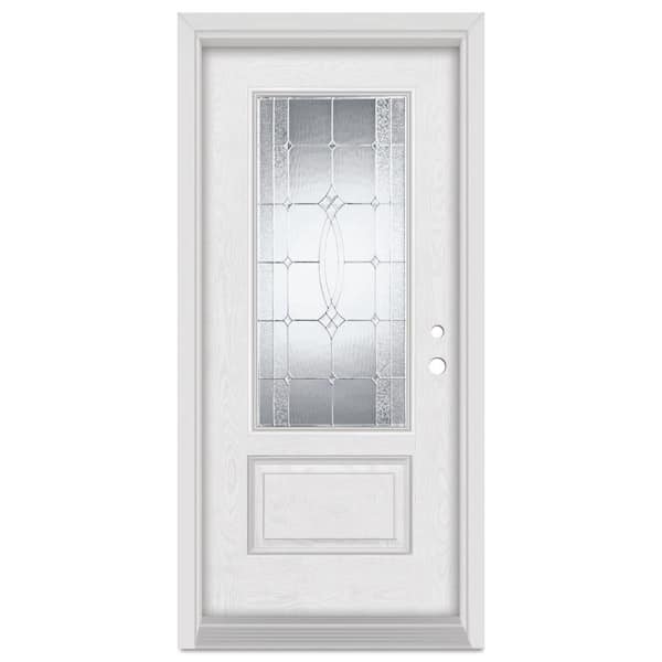 Stanley Doors 32 in. x 80 in. Diamanti Classic Left-Hand 3/4 Lite Zinc Finished Fiberglass Oak Woodgrain Prehung Front Door