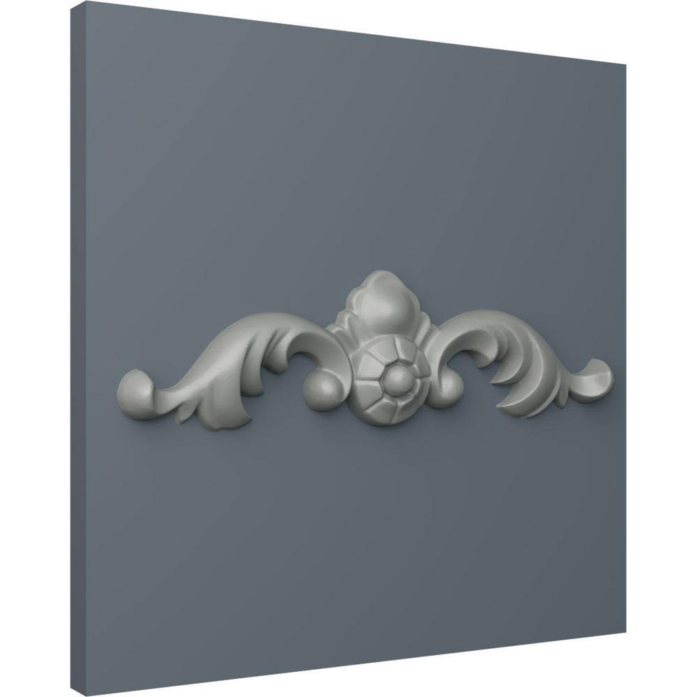 Primed White Polyurethane Crown Onlay Scroll, 9" Wide