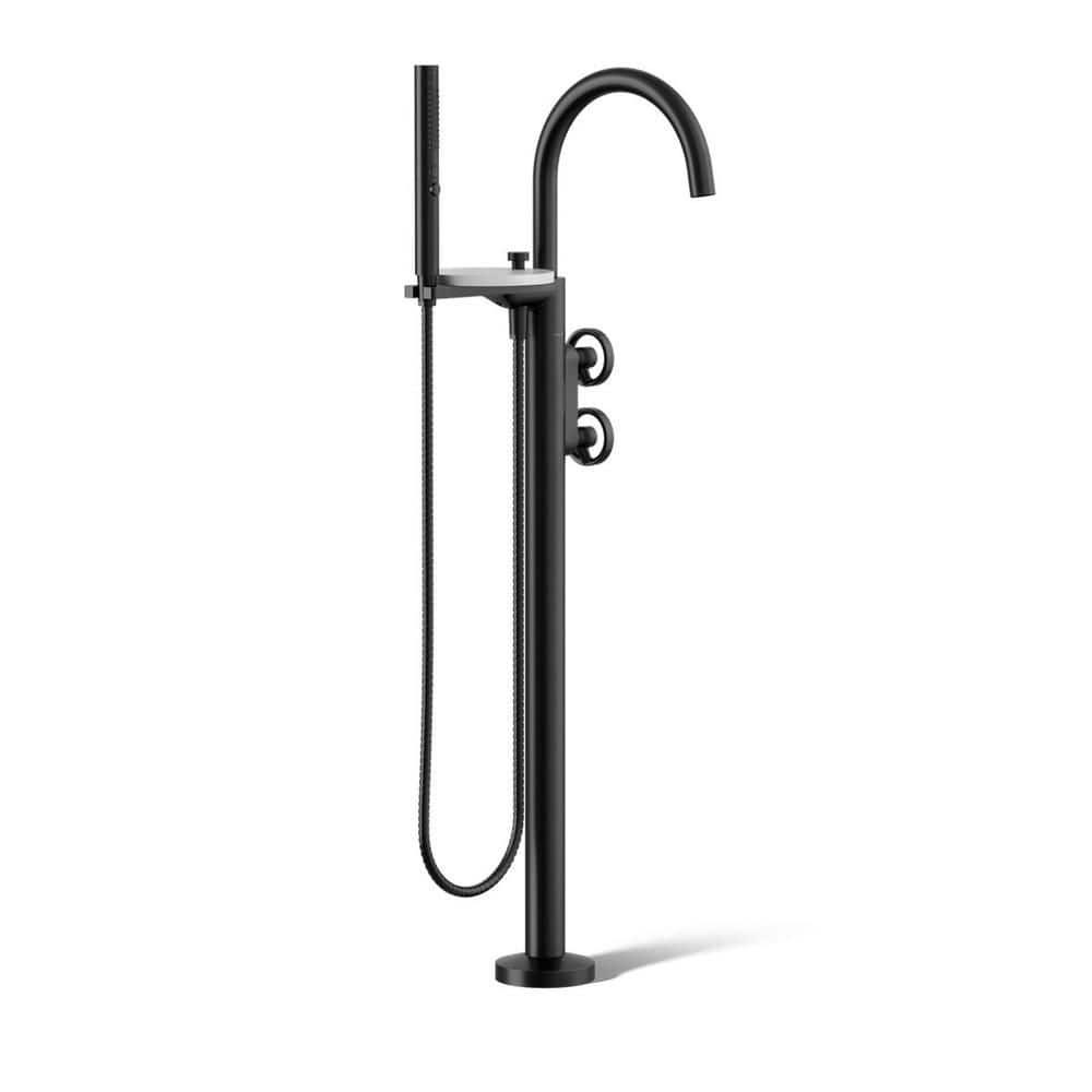 Components 2 Handle Floor Mount Freestanding Tub Faucet with Hand Shower in Matte Black price history on PriceWatchPro