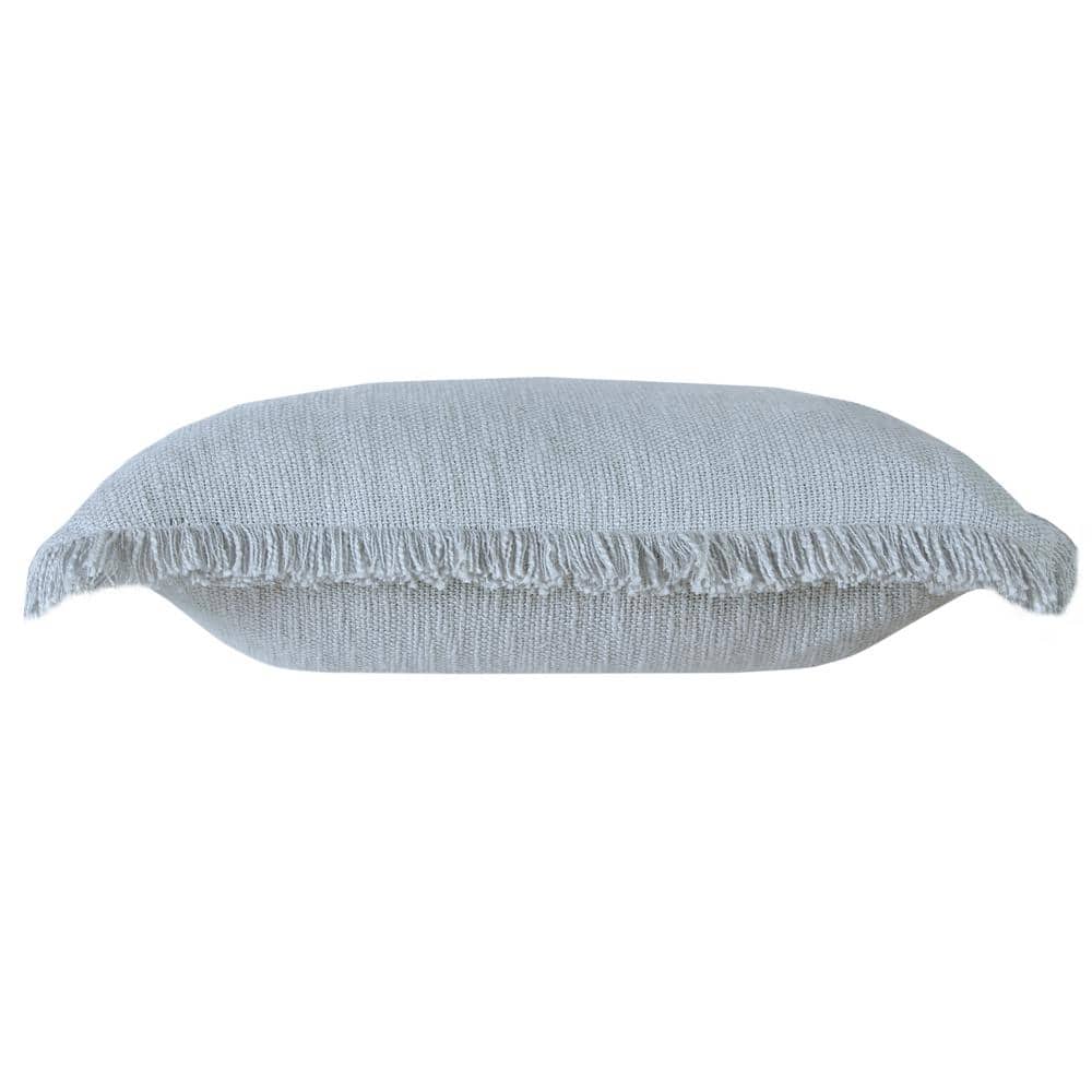 Coastal Charm 20" x 20" Gray Cotton Fringed Throw Pillow