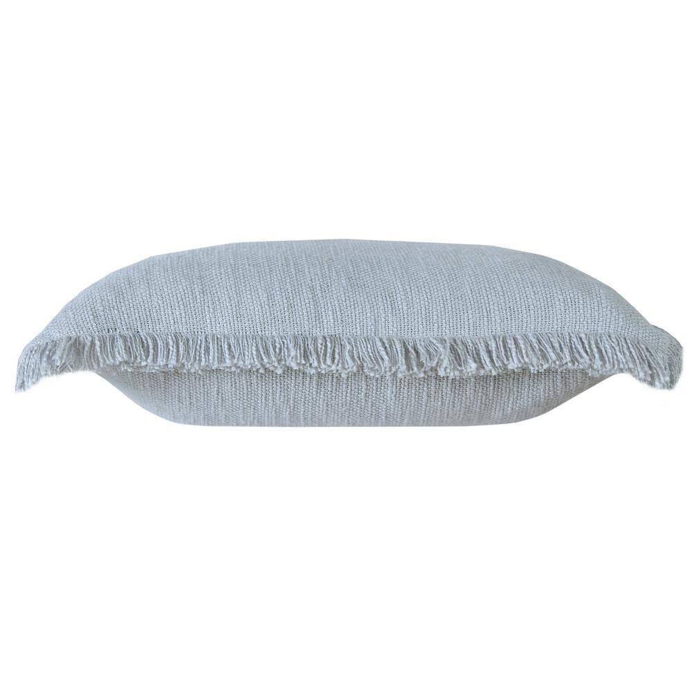 Coastal Charm 20" x 20" Gray Cotton Fringed Throw Pillow