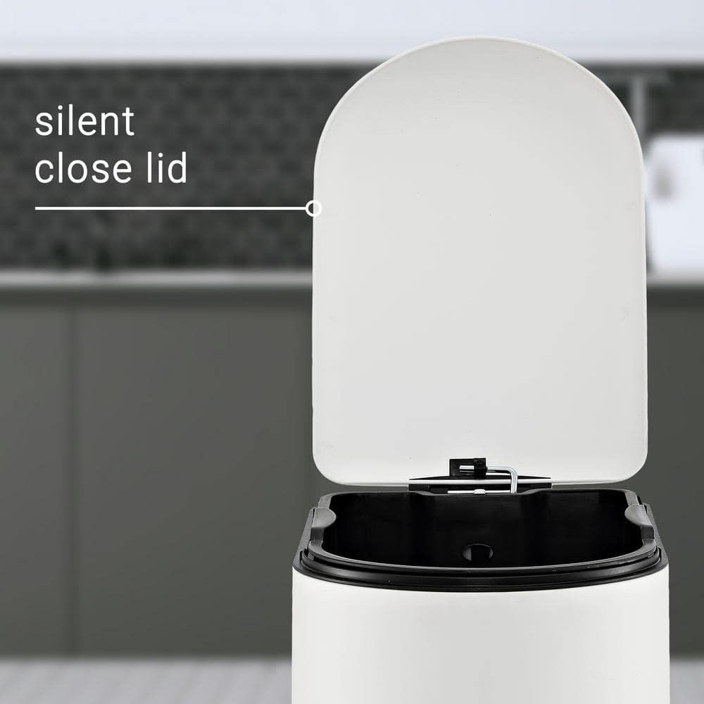 White Stainless Steel Fingerprint Resistant Step Trash Can