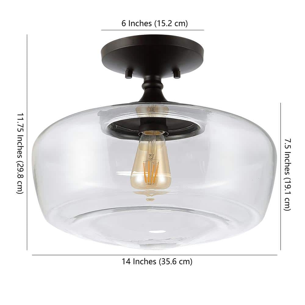 Marfa 17" Glass & Bronze Farmhouse LED Ceiling Light