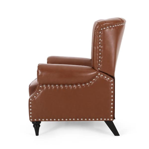 Noble House Waldron Cognac Brown and Espresso Tufted Recliner