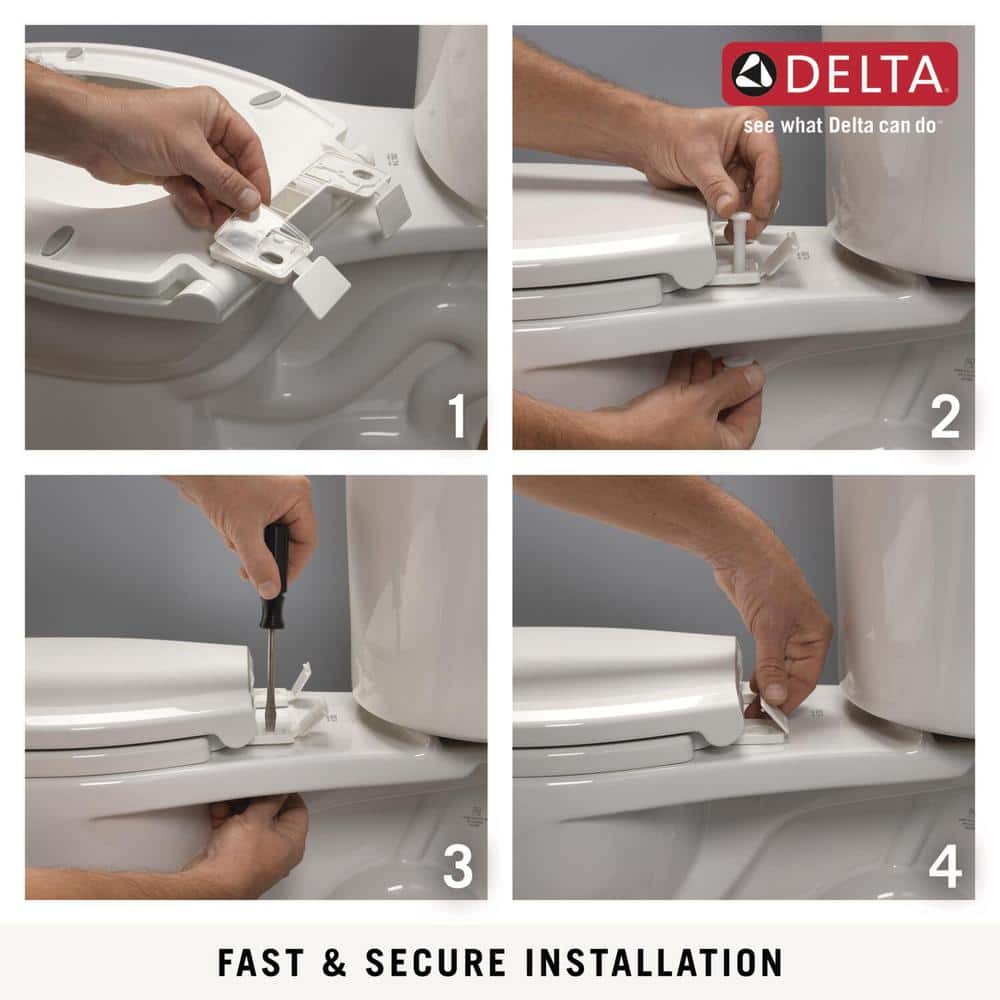 White Elongated Plastic Toilet Seat with NoSlip Bumpers