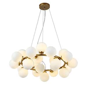 25-Light Gold Modern Creative Bubble Glass Ball Chandelier with Round Glass Shades