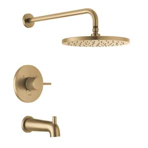 Modern 1-Handle Wall Mount Tub and Shower Trim Kit in Champagne Bronze (Valve Not Included)