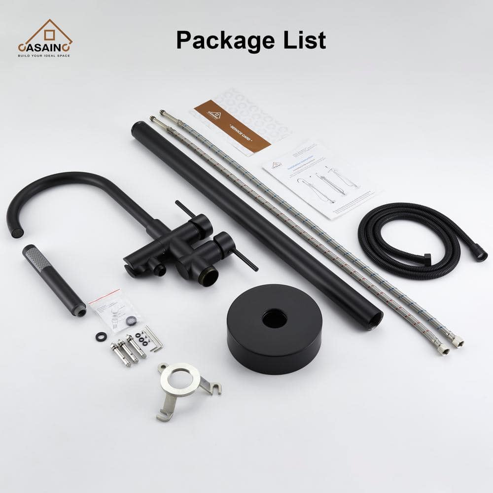 Matte Black Freestanding Tub Faucet with Hand Shower