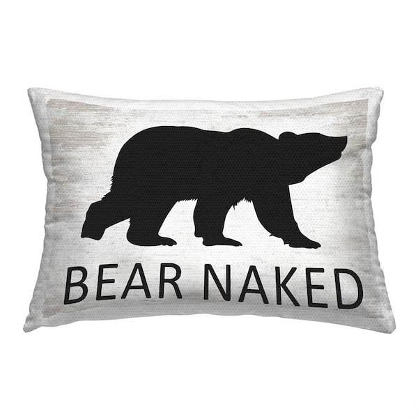 Stupell Industries Rustic Bear Naked Black Rectangular Outdoor Throw Pillow